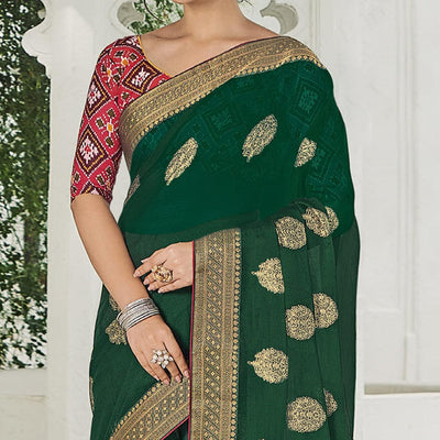 green-festive-wear-woven-chiffon-saree-139335