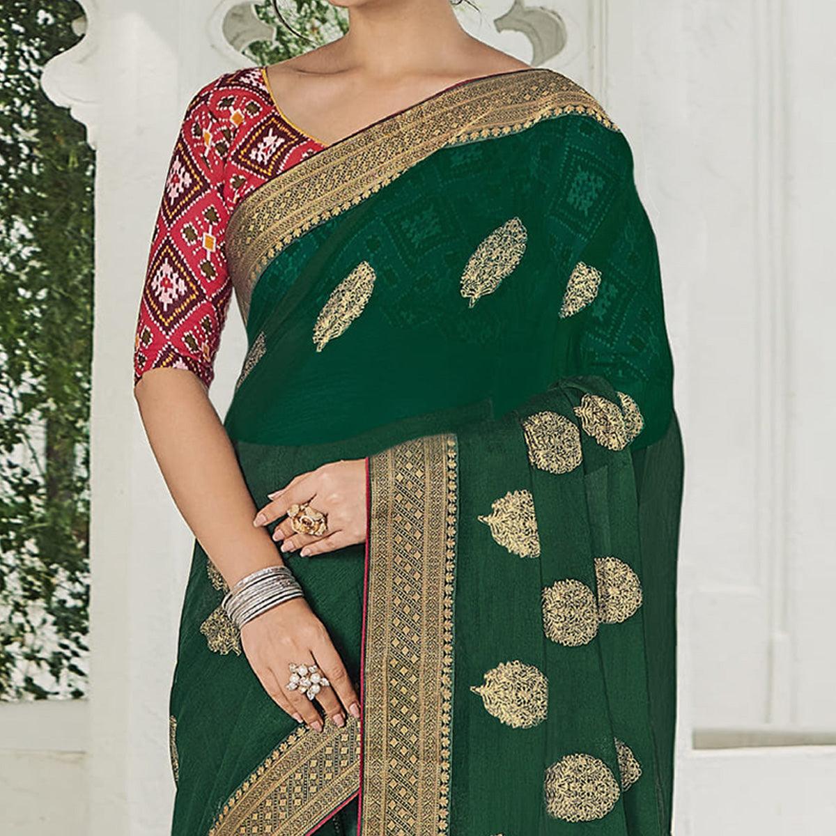 green-festive-wear-woven-chiffon-saree-139335