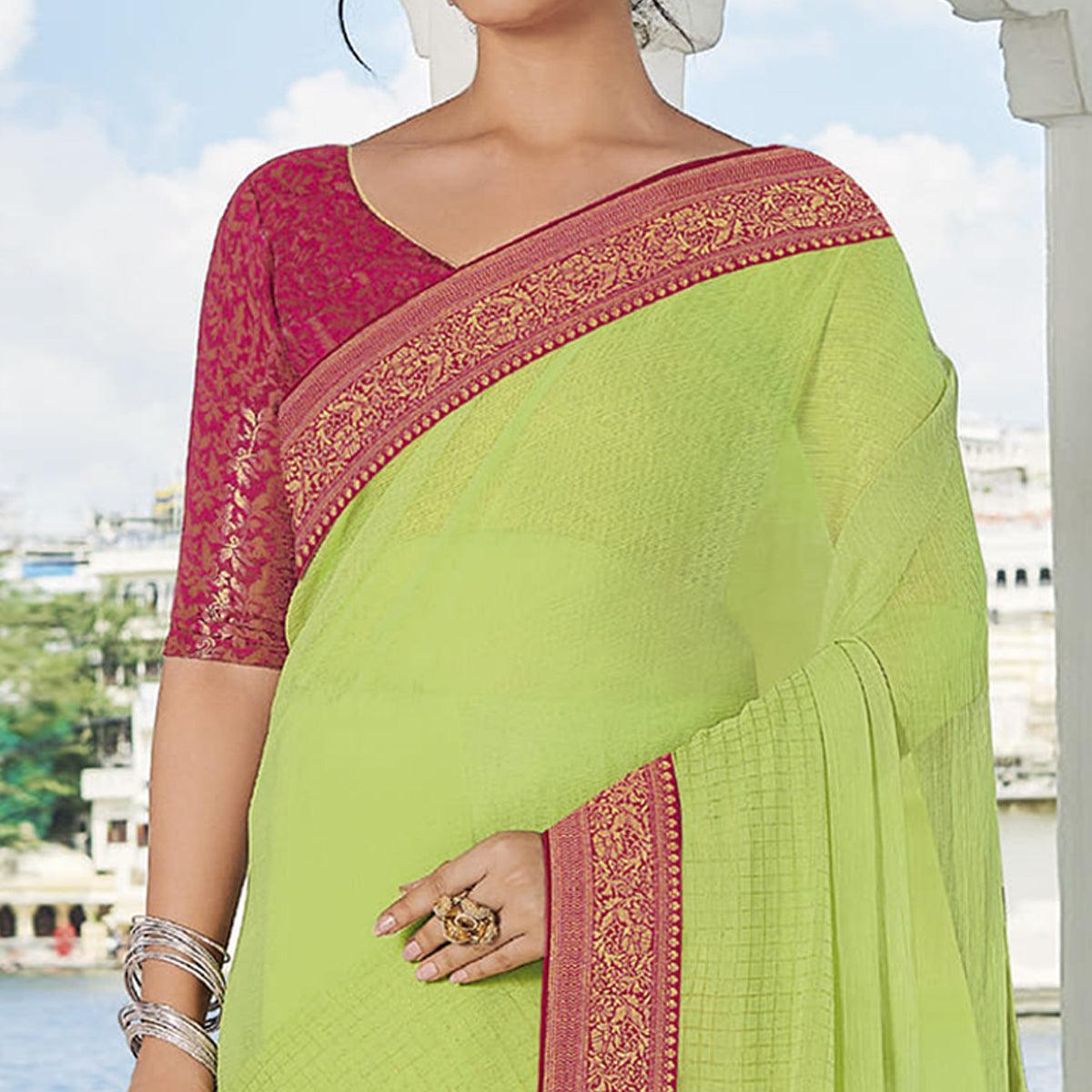 green-festive-wear-woven-chiffon-saree-139341