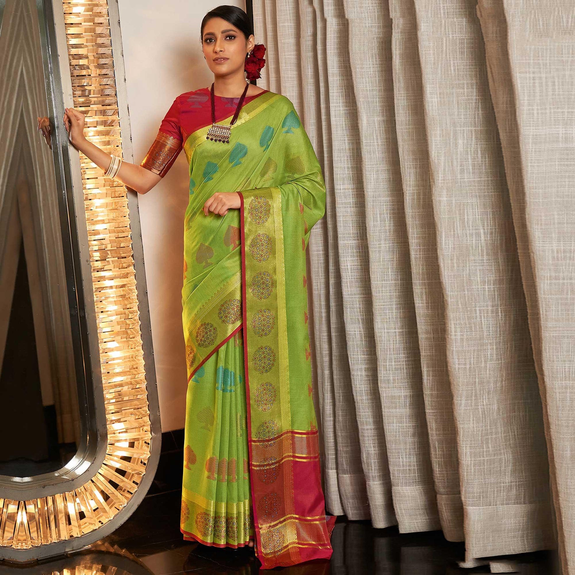 green-festive-wear-woven-cotton-handloom-saree-122692