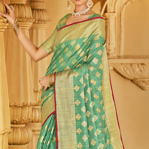 green-festive-wear-woven-cotton-handloom-saree-135555