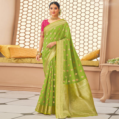 green-festive-wear-woven-cotton-saree-139815