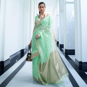 green-festive-wear-woven-cotton-saree-140025