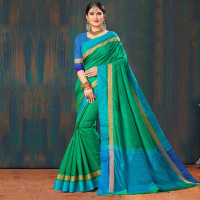 green-festive-wear-woven-cotton-saree-141269