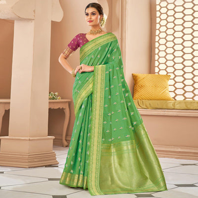 green-festive-wear-woven-cotton-saree-139817