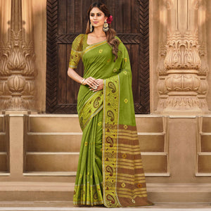 green-festive-wear-woven-cotton-saree-132419