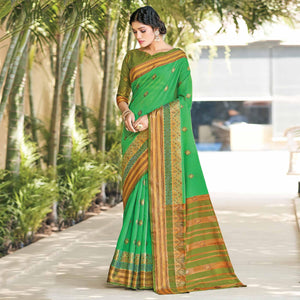 green-festive-wear-woven-cotton-saree-127415