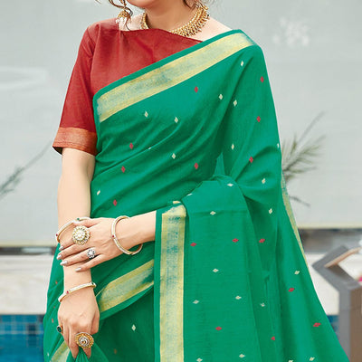 green-festive-wear-woven-cotton-saree-122687