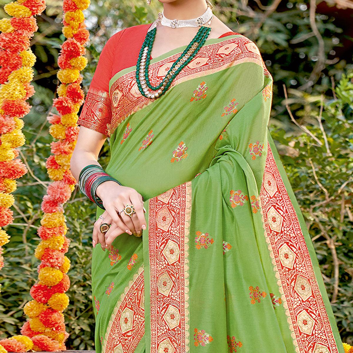 green-festive-wear-woven-cotton-saree-139800