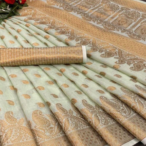 green-festive-wear-woven-cotton-saree-with-zari-border-134660