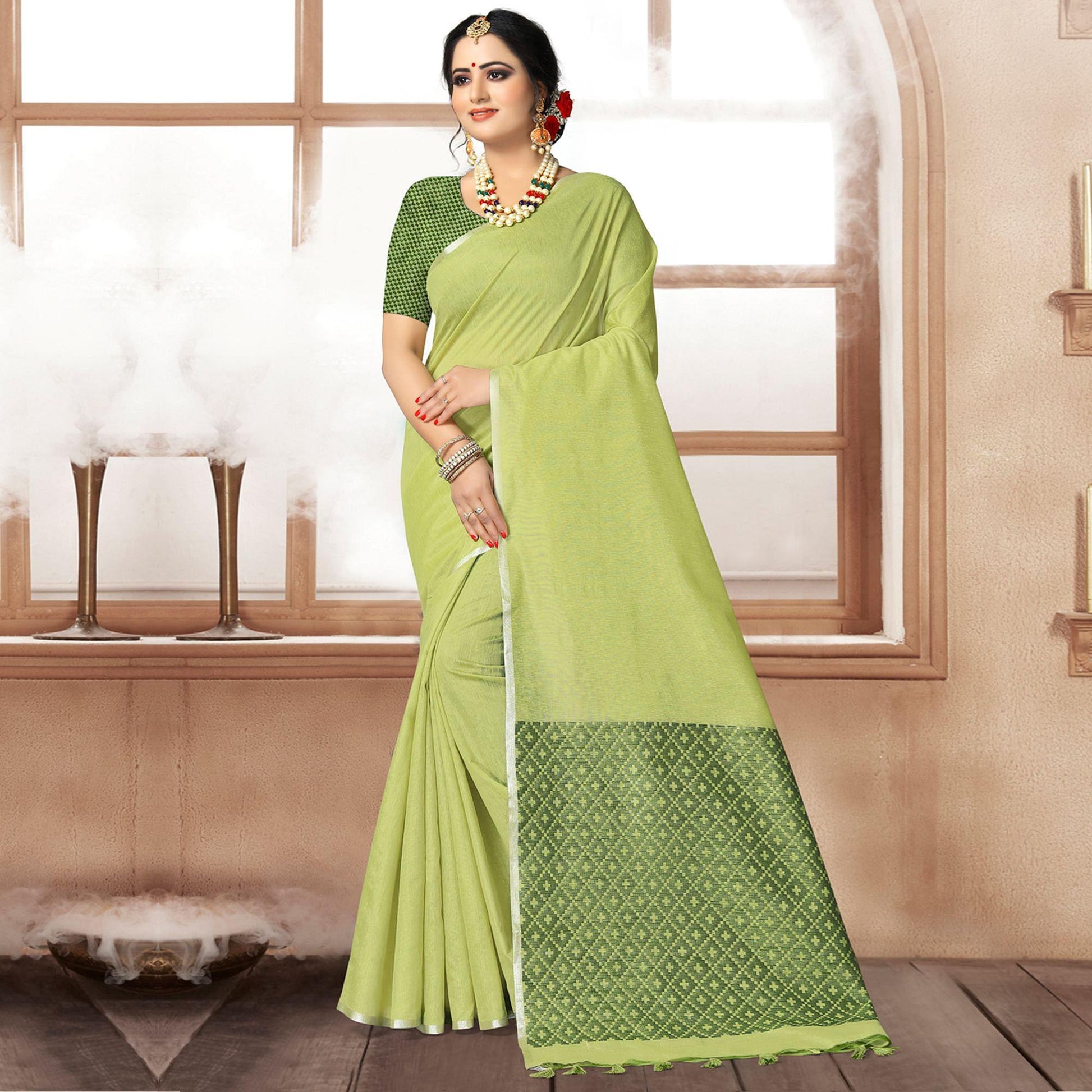green-festive-wear-woven-cotton-silk-saree-141275
