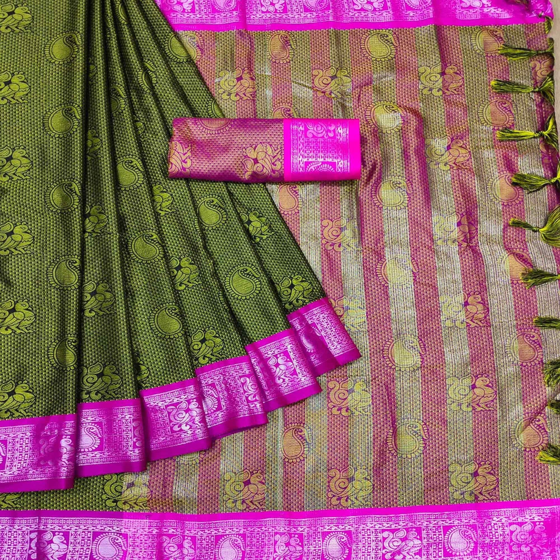 green-festive-wear-woven-cotton-silk-saree-142291