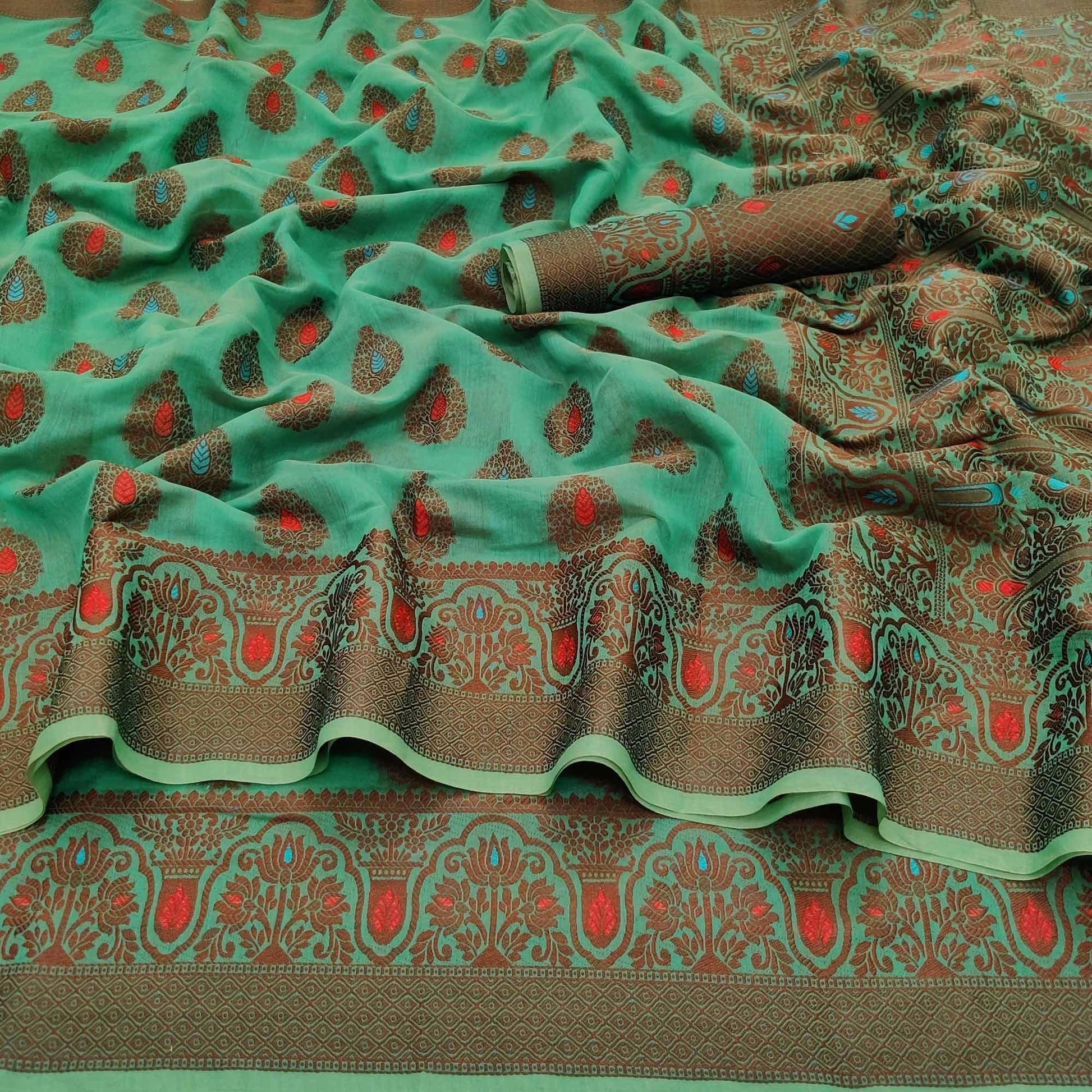 green-festive-wear-woven-cotton-silk-saree-128944