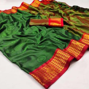 green-festive-wear-woven-cotton-silk-saree-142277