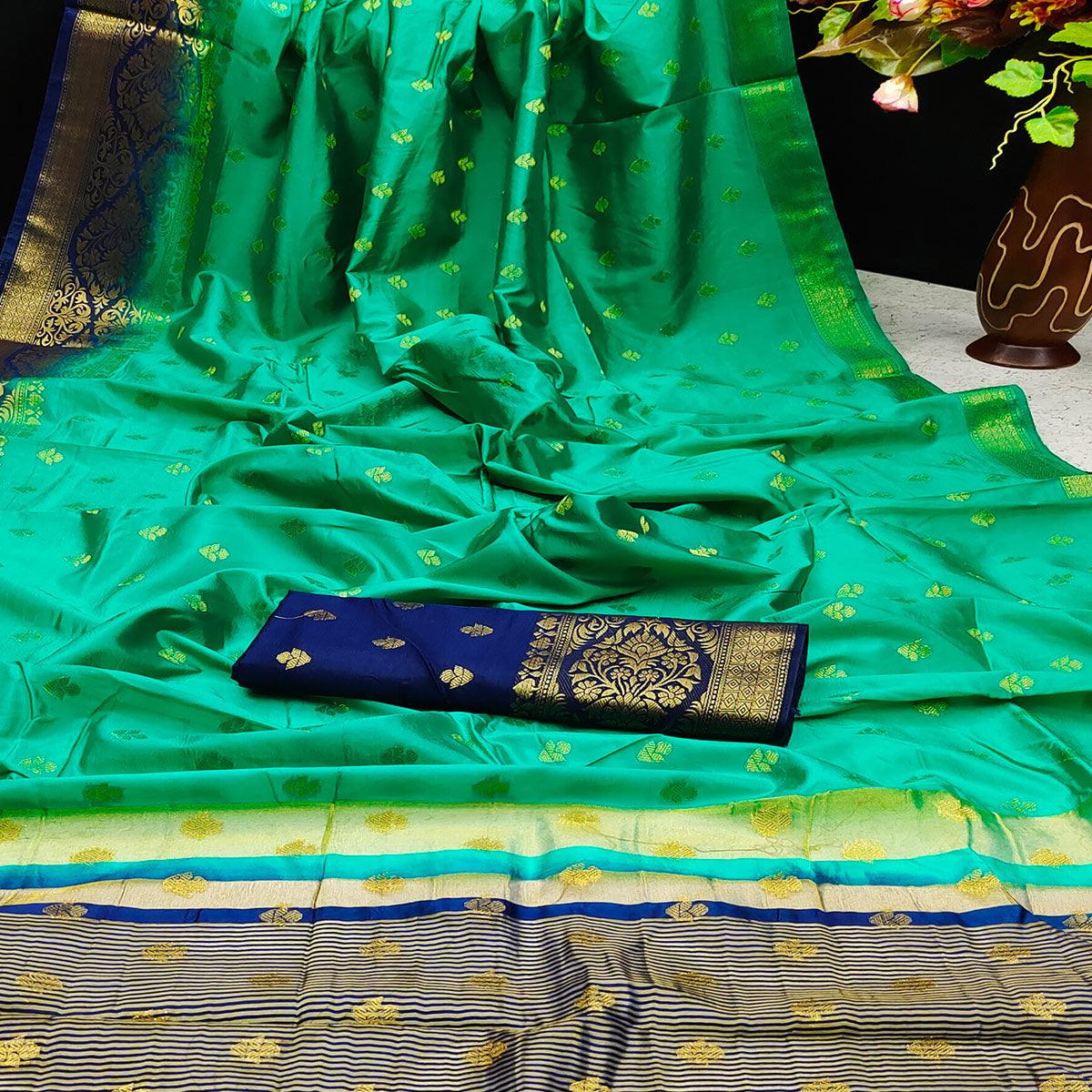 green-festive-wear-woven-cotton-silk-saree-129714