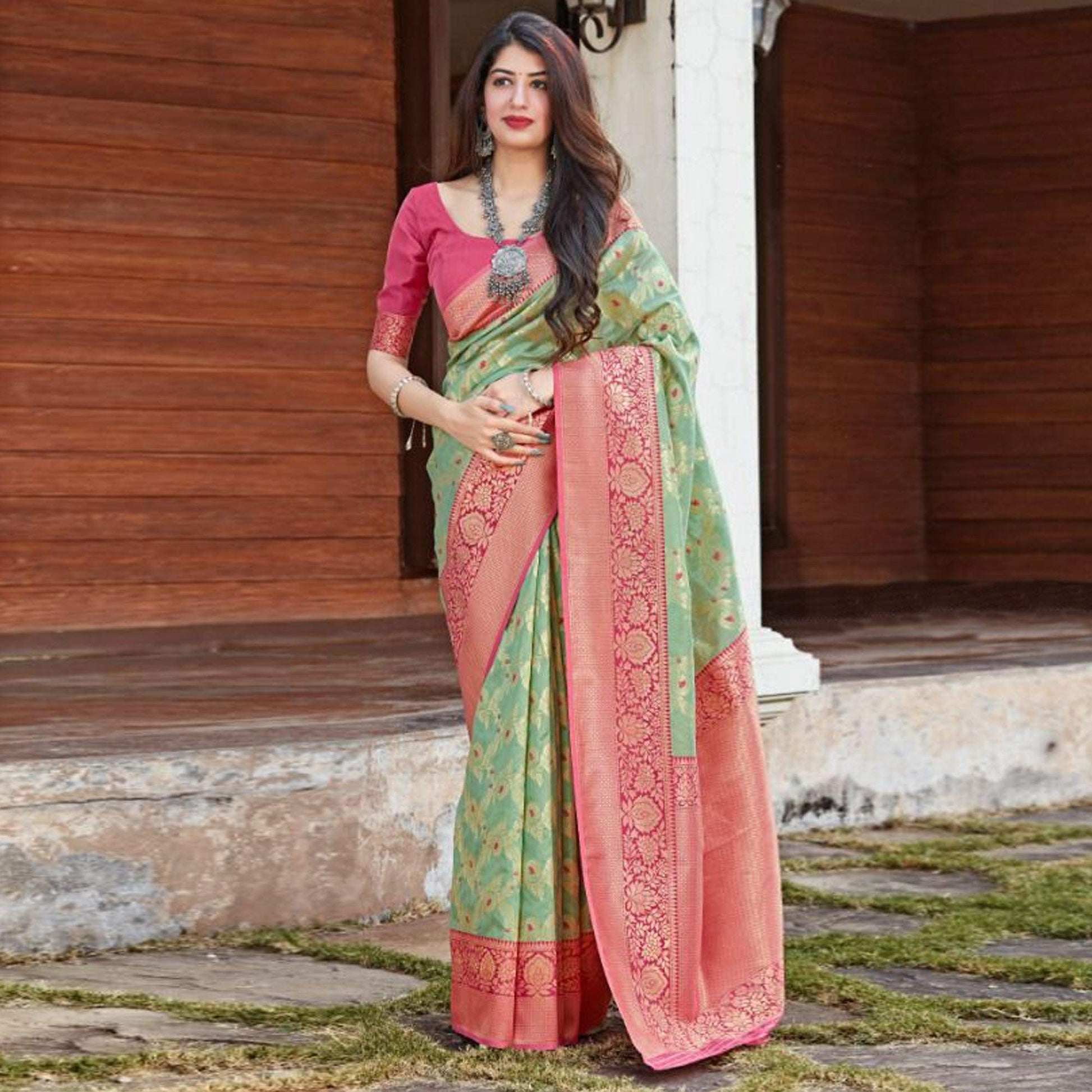 green-festive-wear-woven-designer-art-silk-saree-119203