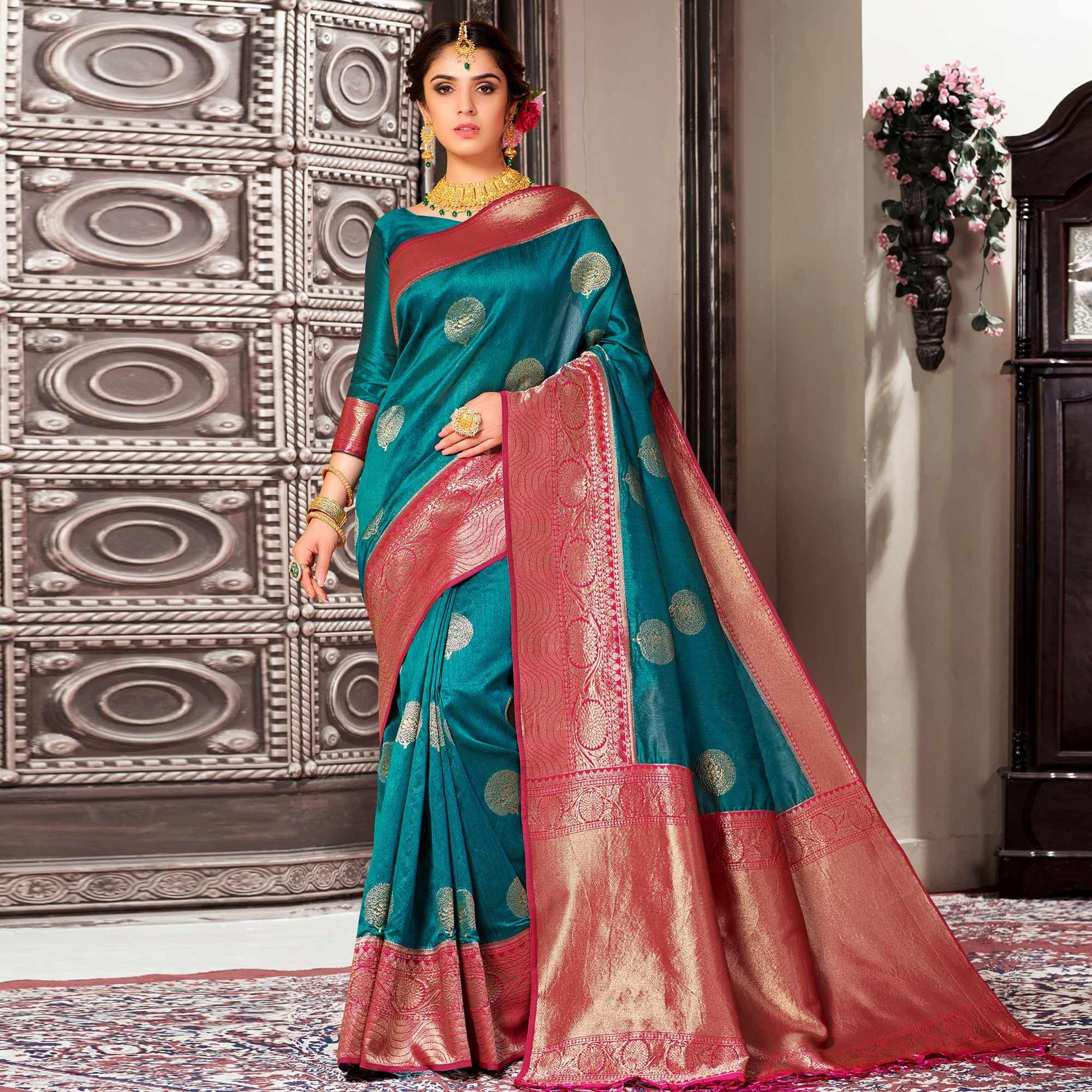 green-festive-wear-woven-designer-soft-banarasi-silk-saree-110612