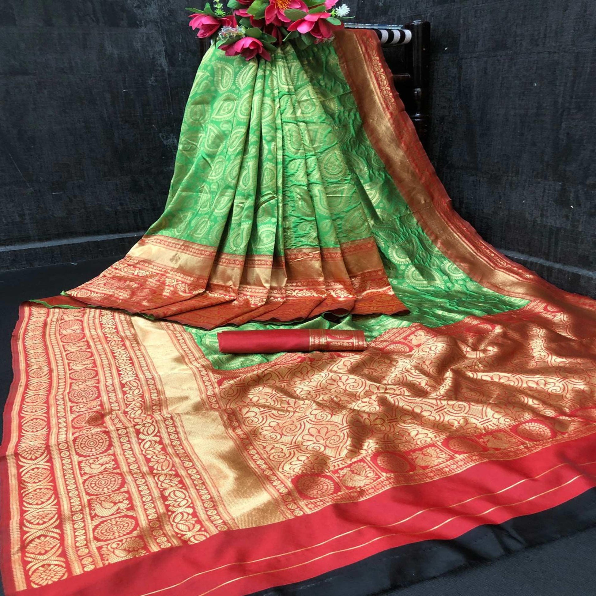 green-festive-wear-woven-designer-soft-lichi-silk-saree-128179