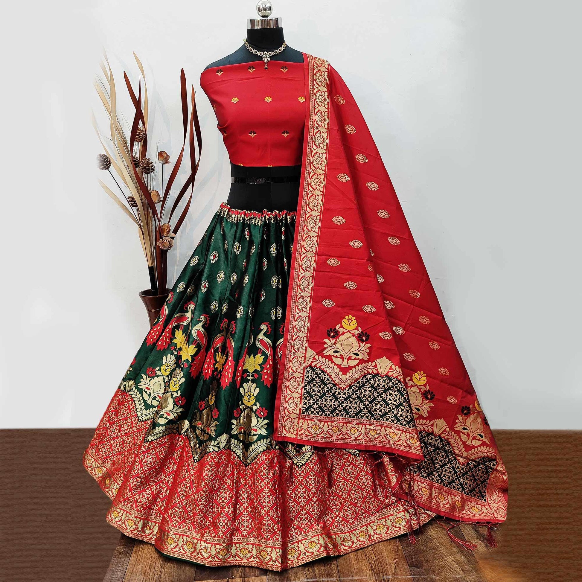 green-festive-wear-woven-heavy-brocade-lehenga-choli-124756