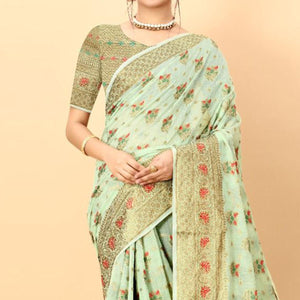 green-festive-wear-woven-heavy-cotton-saree-134359