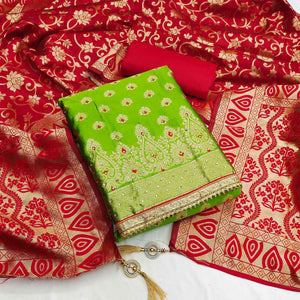 green-festive-wear-woven-jacquard-dress-material-139184