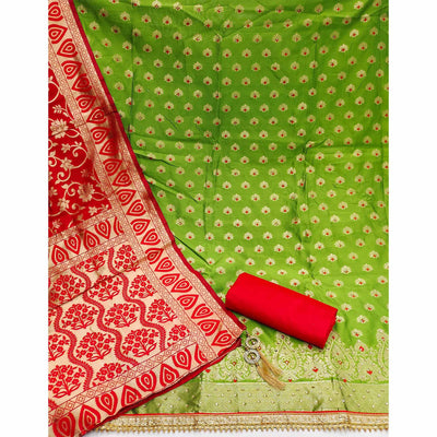 green-festive-wear-woven-jacquard-dress-material-139184