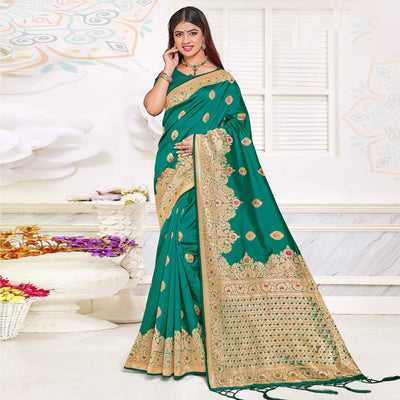green-festive-wear-woven-jari-border-soft-silk-saree-137863