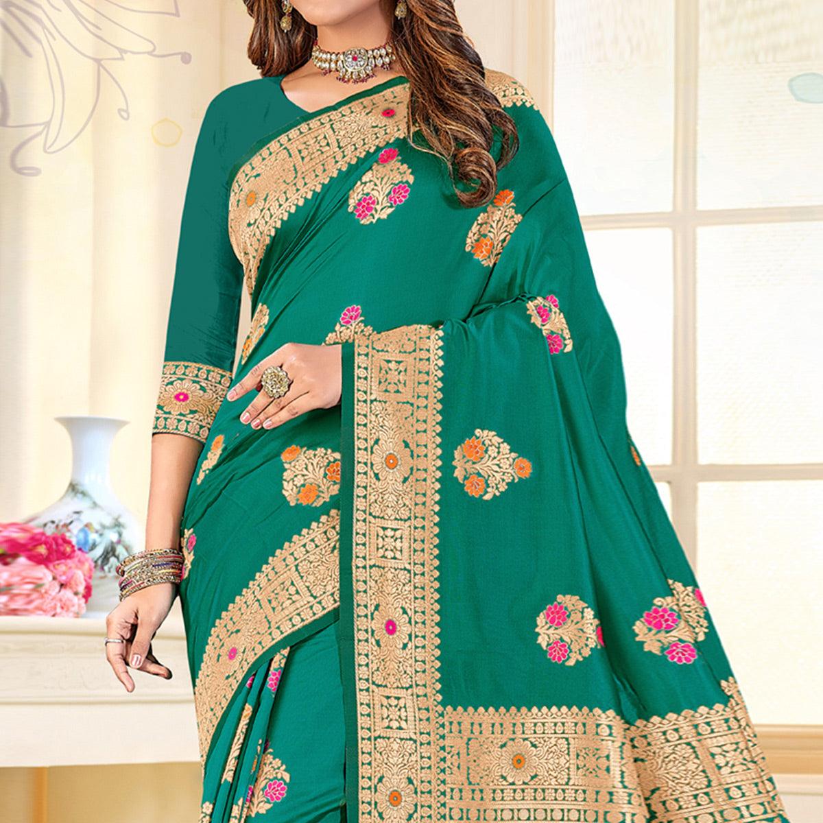 green-festive-wear-woven-jari-border-soft-silk-saree-137673