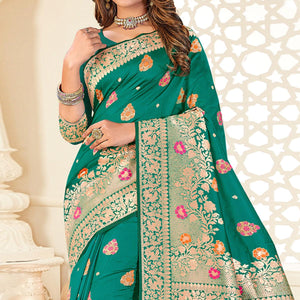 green-festive-wear-woven-jari-border-soft-silk-saree-137697