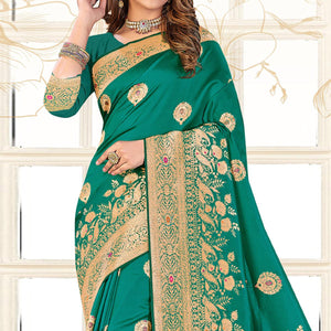 green-festive-wear-woven-jari-border-soft-silk-saree-137873