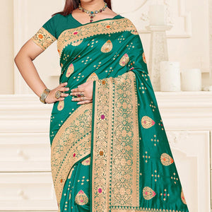 green-festive-wear-woven-jari-border-soft-silk-saree-137844