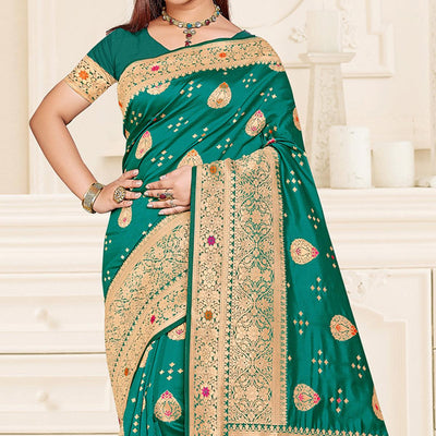 green-festive-wear-woven-jari-border-soft-silk-saree-137844