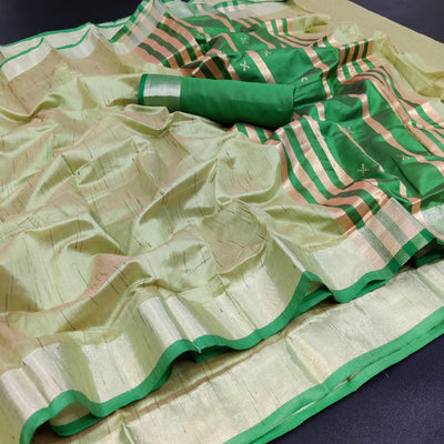 green-festive-wear-woven-banarasi-pure-raw-khadi-saree-114816