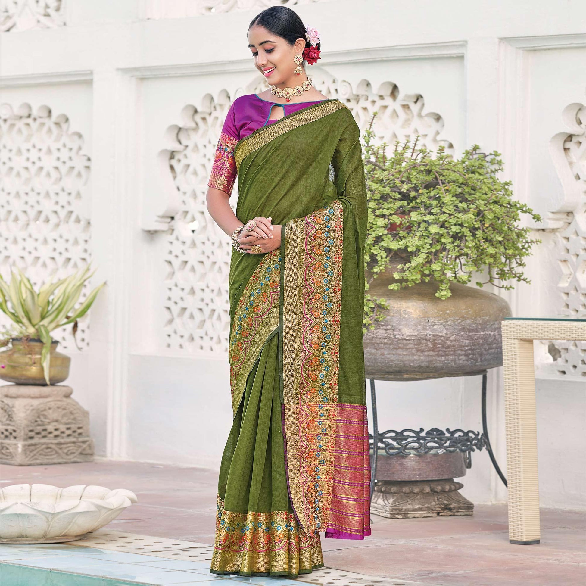 green-festive-wear-woven-khadi-silk-saree-118568