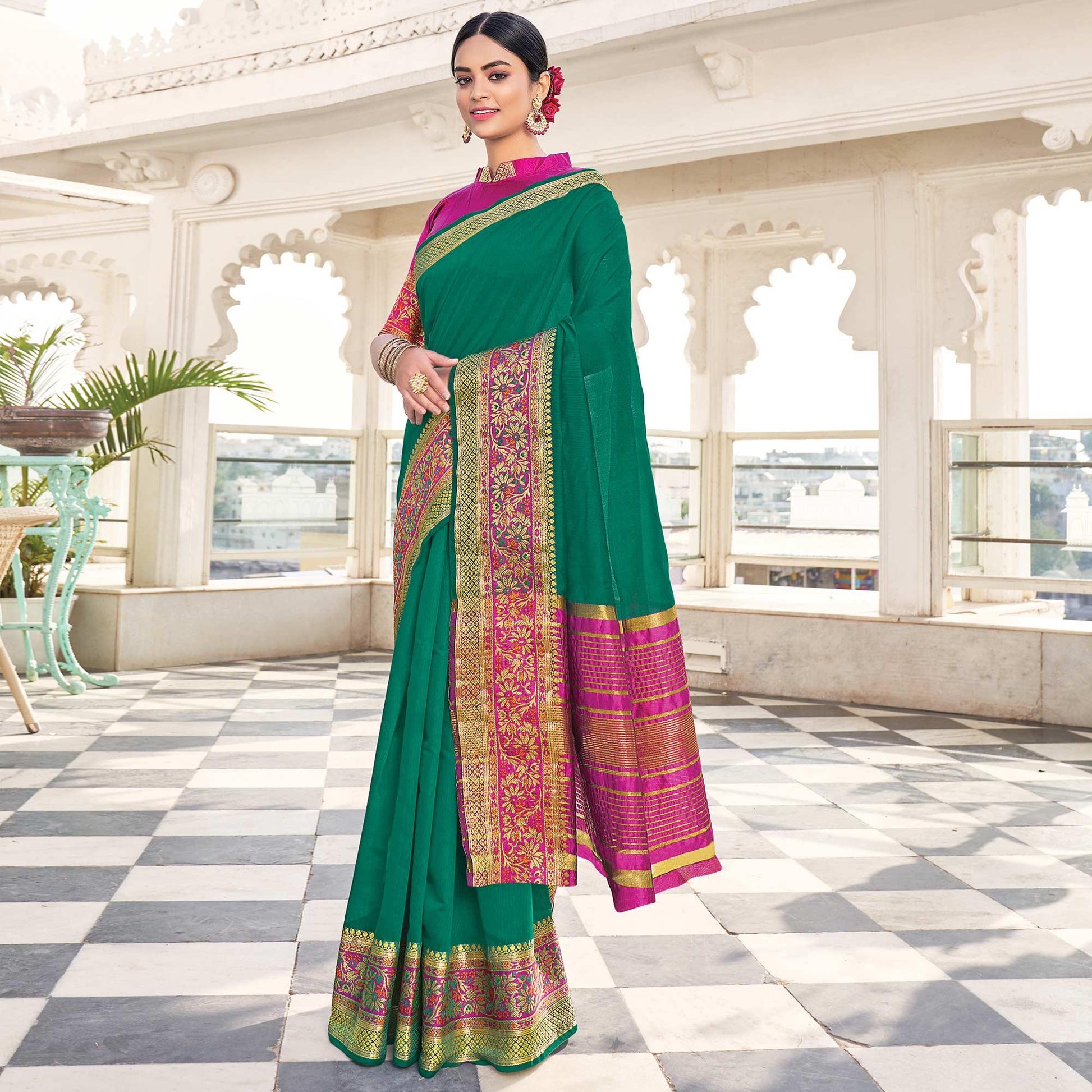 green-festive-wear-woven-khadi-silk-saree-118561