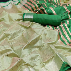 green-festive-wear-woven-banarasi-pure-raw-khadi-saree-114816
