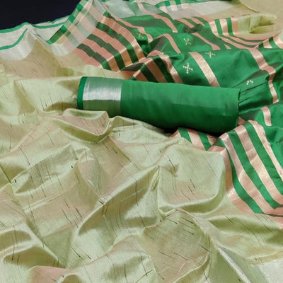 green-festive-wear-woven-banarasi-pure-raw-khadi-saree-114816