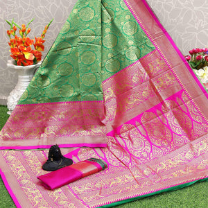 green-festive-wear-woven-kota-litchi-banarasi-art-silk-saree-126105