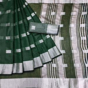 green-festive-wear-woven-linen-saree-142284