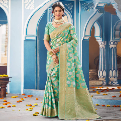 green-festive-wear-woven-linen-saree-135800