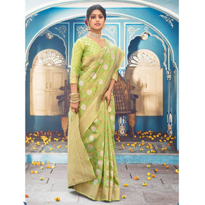 green-festive-wear-woven-linen-saree-135798