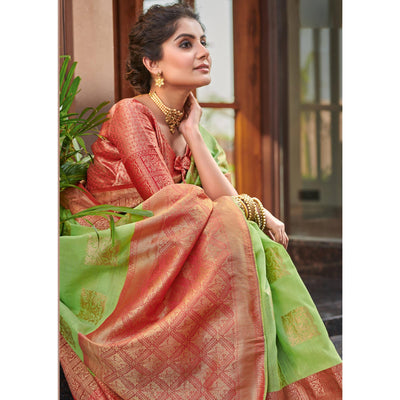 green-festive-wear-woven-linen-saree-135762