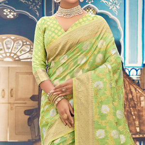 green-festive-wear-woven-linen-saree-135798