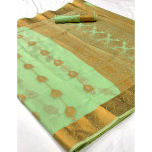 green-festive-wear-woven-linen-saree-140678