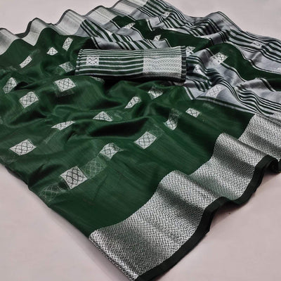 green-festive-wear-woven-linen-saree-142284