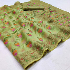 green-festive-wear-woven-organza-saree-142916