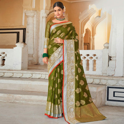 green-festive-wear-woven-organza-saree-119997