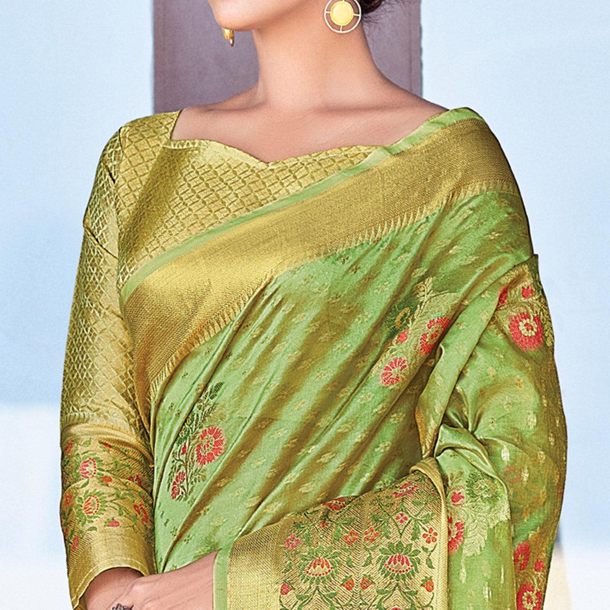 green-festive-wear-woven-organza-saree-132568