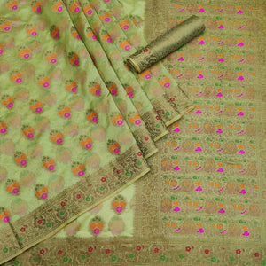 green-festive-wear-woven-organza-saree-142916