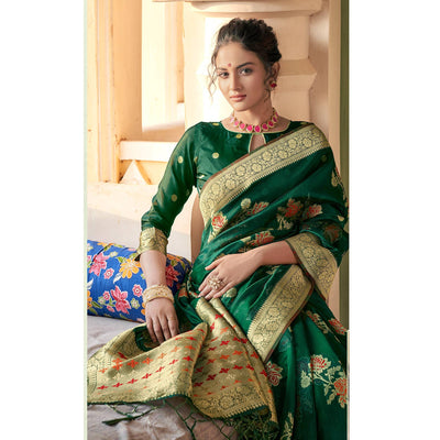 green-festive-wear-woven-organza-saree-137907